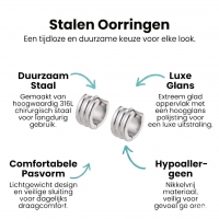 Brede mini Zilverkleurige Stalen Oorringen 13x7mm -