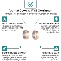 Bicolor RVS Oorringen met Goudkleurige Streep 13x7mm -