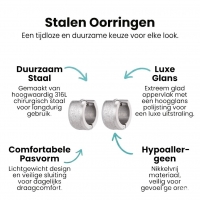 Mat Zilverkleurige RVS Oorringen met Sandblasted Streep -