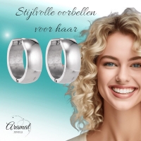 Zilverkleurige stalen oorringen 20 mm -