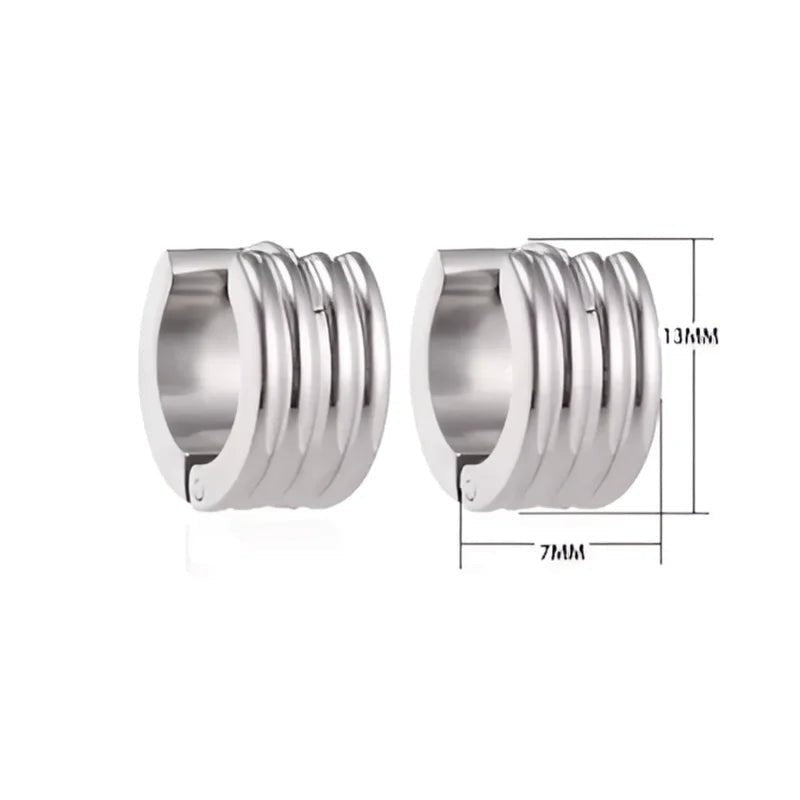RVS Oorringen Zilverkleur Drie Strepen (13 & 20mm) &acirc;&euro;&ldquo; Uniseks - 13mm -