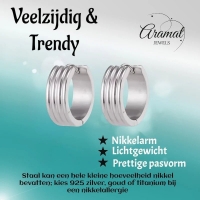 RVS Oorringen Zilverkleur Drie Strepen (13 & 20mm) &acirc;&euro;&ldquo; Uniseks - 13mm -