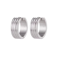 RVS Oorringen Zilverkleur Drie Strepen (13 & 20mm) &acirc;&euro;&ldquo; Uniseks - 13mm -