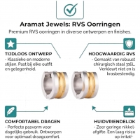 Bicolor Stalen Oorringen met Twee Halfronde Strepen -