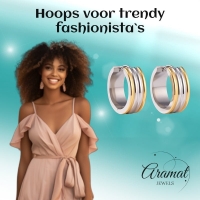 Oorringen &acirc;&euro;&ldquo; Staal Bicolor Drie Strepen (20mm) -