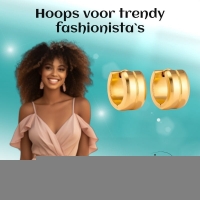 Oorringen &acirc;&euro;&ldquo; Staal Enkele Streep Goudkleurig (13mm) -