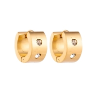 Creolen &acirc;&euro;&ldquo; RVS Goudkleur met Dubbele Zirkonia (13mm of 20mm) - 13mm -