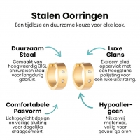 Creolen &acirc;&euro;&ldquo; RVS Goudkleur met Dubbele Zirkonia (13mm of 20mm) - 13mm -