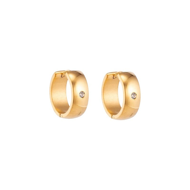 Huggies &acirc;&euro;&ldquo; RVS Goudkleur met Zirkonia - 13mm -