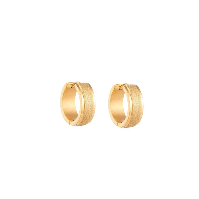 Creolen &acirc;&euro;&ldquo; RVS Goudkleur met Sandblasted Textuur (13mm of 20mm) - 13mm -