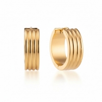 Oorringen &acirc;&euro;&ldquo; RVS Goudkleur met Drievoudige Strepen (13mm of 20mm) - 13mm -