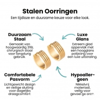 Oorringen &acirc;&euro;&ldquo; RVS Goudkleur met Drievoudige Strepen (13mm of 20mm) - 13mm -