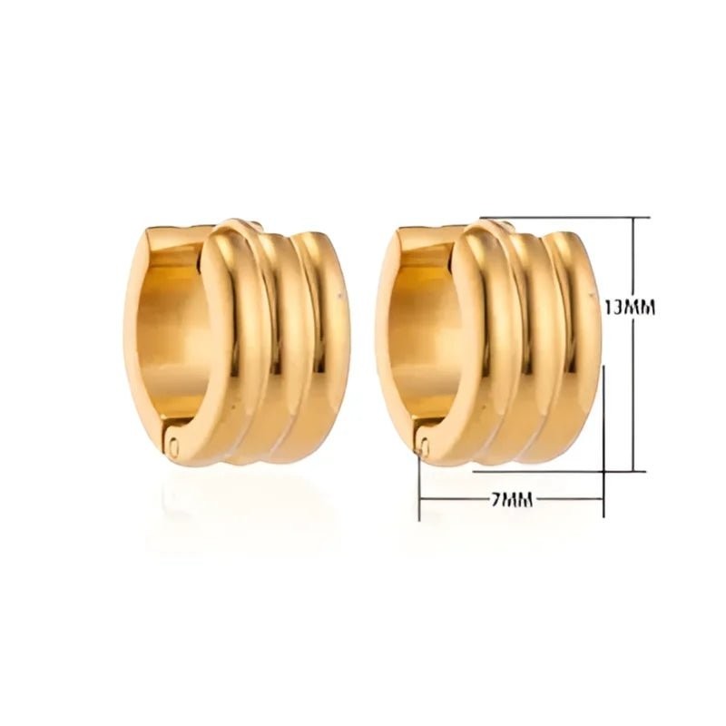 Creolen &acirc;&euro;&ldquo; RVS Goudkleur met Twee Strepen (13mm of 20mm) - 13mm -