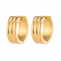 Creolen &acirc;&euro;&ldquo; RVS Goudkleur met Twee Strepen (13mm of 20mm) - 13mm -