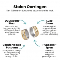 Klapcreolen &acirc;&euro;&ldquo; RVS Bicolor Goudkleur & Zilverkleur Strepen (13mm) - 13mm -