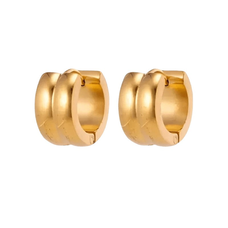 Klapcreolen &acirc;&euro;&ldquo; Staal Enkele Streep Goudkleurig (13mm) -