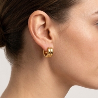 Klapcreolen &acirc;&euro;&ldquo; Staal Enkele Streep Goudkleurig (13mm) -