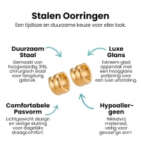 Klapcreolen &acirc;&euro;&ldquo; Staal Enkele Streep Goudkleurig (13mm) -
