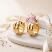 Klapcreolen &acirc;&euro;&ldquo; Staal Enkele Streep Goudkleurig (13mm) -