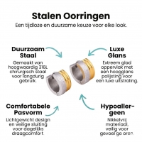 Oorringen &acirc;&euro;&ldquo; Staal Huggies Bicolor Strepen (13mm) -