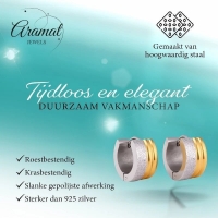 Oorringen &acirc;&euro;&ldquo; Staal Huggies Bicolor Strepen (13mm) -