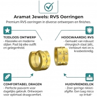 Goudkleurige RVS Oorringetjes - Met Zirkonia Steentjes - 13mm -