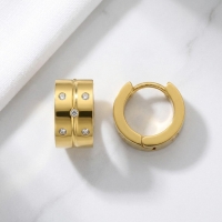Goudkleurige RVS Oorringetjes - Met Zirkonia Steentjes - 13mm -