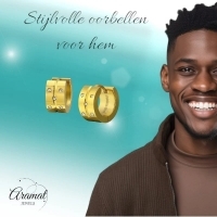 Goudkleurige RVS Oorringetjes - Met Zirkonia Steentjes - 13mm -
