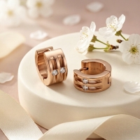 Oorringen &acirc;&euro;&ldquo; Staal Huggies Zirkonia Ros&Atilde;&copy;goudkleurig (13mm) -