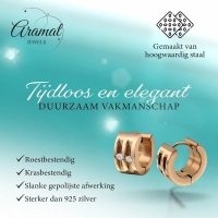 Oorringen &acirc;&euro;&ldquo; Staal Huggies Zirkonia Ros&Atilde;&copy;goudkleurig (13mm) -