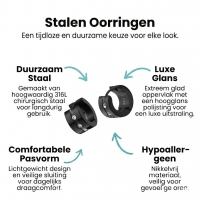 Oorringen &acirc;&euro;&ldquo; Staal Huggies Zirkonia Zwart (13mm) -
