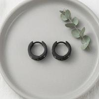 Oorringen &acirc;&euro;&ldquo; Staal Huggies Zirkonia Zwart (13mm) -