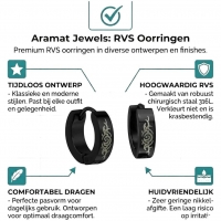 Tribal Huggies - Zwarte Oorringetjes van RVS - 14mm -