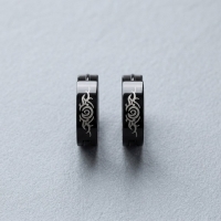Tribal Huggies - Zwarte Oorringetjes van RVS - 14mm -
