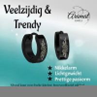 Tribal Huggies - Zwarte Oorringetjes van RVS - 14mm -