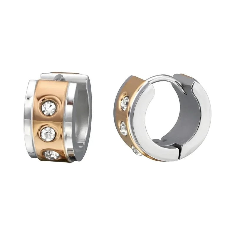 Oorringen &acirc;&euro;&ldquo; Staal Huggies Zirkonia Bicolor (13mm) -