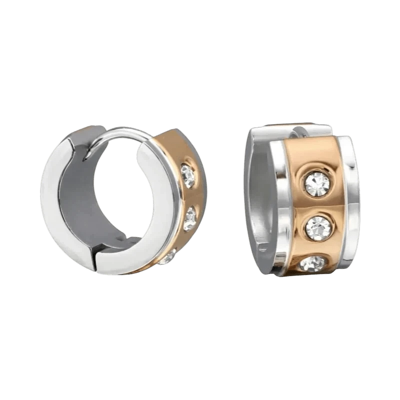 Oorringen &acirc;&euro;&ldquo; Staal Huggies Zirkonia Bicolor (13mm) -