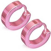Oorringen &acirc;&euro;&ldquo; RVS Roze Glans (14mm) -