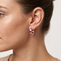 Oorringen &acirc;&euro;&ldquo; RVS Roze Glans (14mm) -
