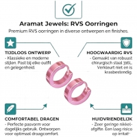 Oorringen &acirc;&euro;&ldquo; RVS Roze Glans (14mm) -