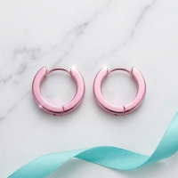 Oorringen &acirc;&euro;&ldquo; RVS Roze Glans (14mm) -