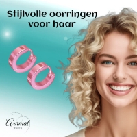 Oorringen &acirc;&euro;&ldquo; RVS Roze Glans (14mm) -