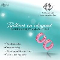 Oorringen &acirc;&euro;&ldquo; RVS Roze Glans (14mm) -