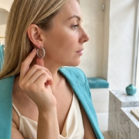 Oorringen &acirc;&euro;&ldquo; Staal Hol Streep Motief Zilverkleurig (30mm) -