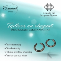 Oorringen &acirc;&euro;&ldquo; Staal Hol Streep Motief Zilverkleurig (30mm) -