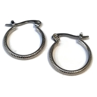 Oorringen &acirc;&euro;&ldquo; RVS Zilverkleur met Streepjes (18mm) -