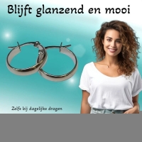 Oorringen &acirc;&euro;&ldquo; RVS Zilverkleur Glad Glans (20mm) -
