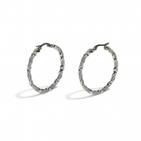 Oorringen &acirc;&euro;&ldquo; RVS Zilverkleur Twisted Design (30mm of 40mm) - 30mm -