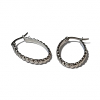 Oorringen &acirc;&euro;&ldquo; RVS Ovale Vorm met Schuine Streepjes (28mm) -