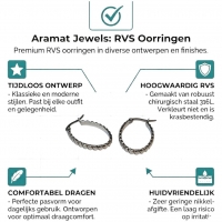 Oorringen &acirc;&euro;&ldquo; RVS Ovale Vorm met Schuine Streepjes (28mm) -